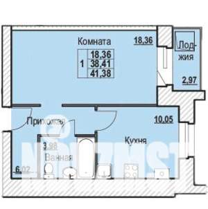 1-к квартира, строящийся дом, 41м2, 2/10 этаж