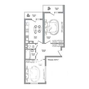 2-к квартира, строящийся дом, 61м2, 10/14 этаж