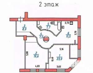 2-к квартира, вторичка, 77м2, 2/3 этаж