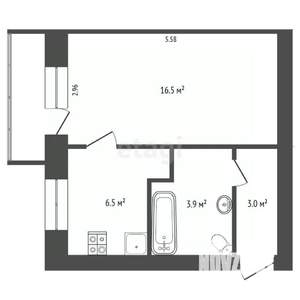 1-к квартира, вторичка, 30м2, 5/5 этаж
