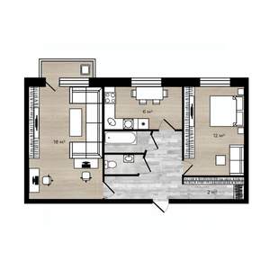 2-к квартира, вторичка, 45м2, 5/5 этаж