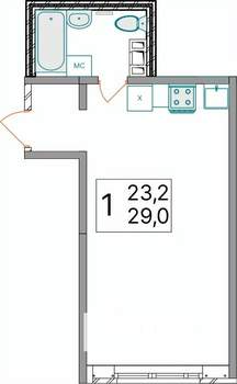 Студия квартира, вторичка, 29м2, 10/10 этаж