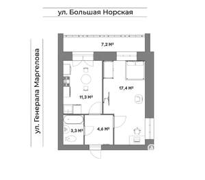 1-к квартира, строящийся дом, 40м2, 3/5 этаж