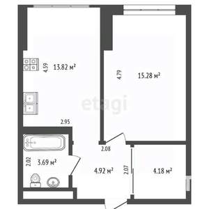 1-к квартира, вторичка, 43м2, 14/24 этаж