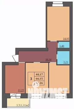 3-к квартира, строящийся дом, 67м2, 5/9 этаж
