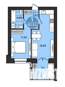 1-к квартира, вторичка, 43м2, 2/4 этаж