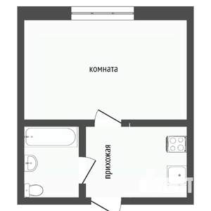 1-к квартира, вторичка, 21м2, 4/5 этаж