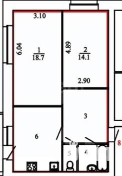 2-к квартира, вторичка, 63м2, 3/3 этаж