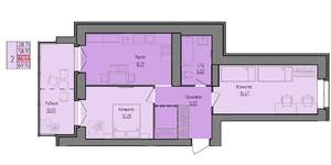 2-к квартира, строящийся дом, 64м2, 8/9 этаж