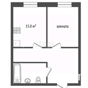 1-к квартира, вторичка, 44м2, 2/12 этаж