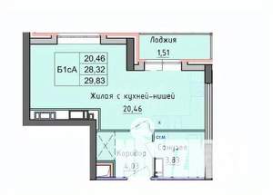 Студия квартира, вторичка, 30м2, 7/12 этаж