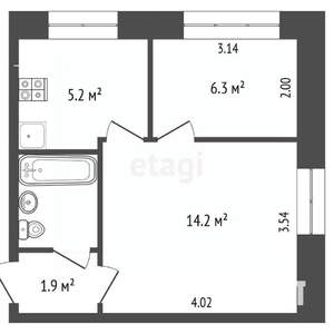 2-к квартира, вторичка, 32м2, 5/5 этаж
