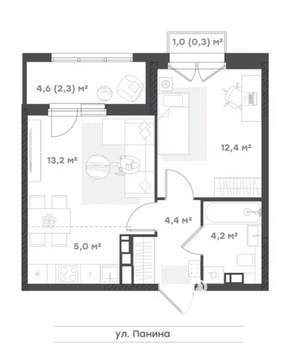 1-к квартира, вторичка, 42м2, 3/18 этаж