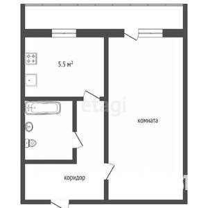 1-к квартира, вторичка, 30м2, 2/5 этаж