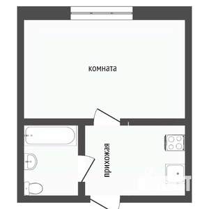 1-к квартира, вторичка, 18м2, 2/5 этаж