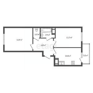 2-к квартира, вторичка, 51м2, 8/18 этаж