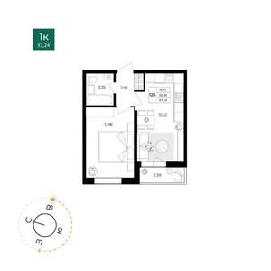 1-к квартира, вторичка, 36м2, 12/17 этаж