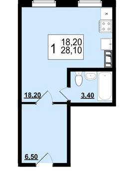 Студия квартира, вторичка, 28м2, 4/10 этаж