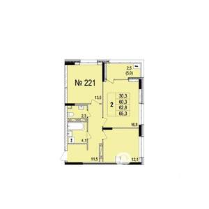 2-к квартира, строящийся дом, 63м2, 7/18 этаж