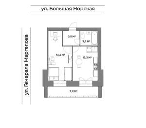 1-к квартира, строящийся дом, 38м2, 3/5 этаж