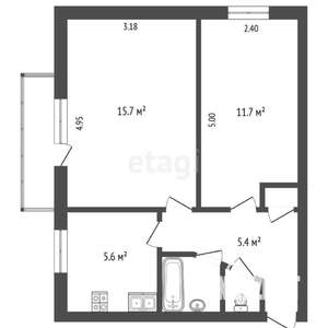 2-к квартира, вторичка, 42м2, 4/5 этаж