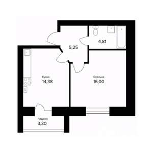 1-к квартира, вторичка, 42м2, 5/5 этаж