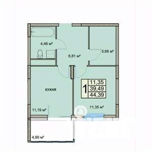 1-к квартира, вторичка, 44м2, 6/18 этаж