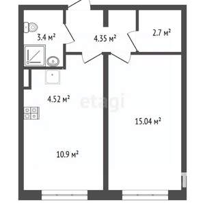 2-к квартира, вторичка, 57м2, 14/17 этаж
