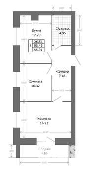 2-к квартира, вторичка, 58м2, 1/5 этаж