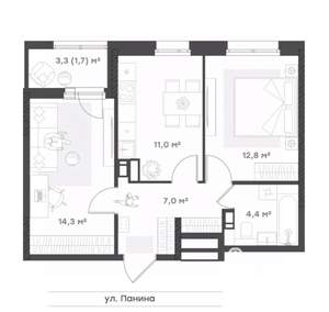 2-к квартира, вторичка, 51м2, 17/18 этаж