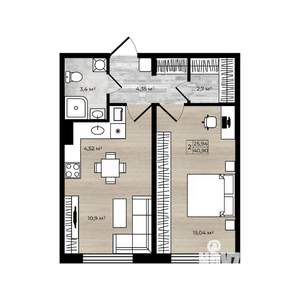 2-к квартира, вторичка, 41м2, 15/18 этаж