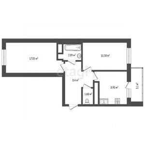 2-к квартира, вторичка, 52м2, 4/10 этаж
