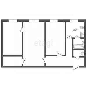 3-к квартира, вторичка, 54м2, 1/4 этаж