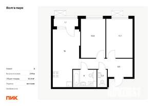 2-к квартира, вторичка, 54м2, 17/17 этаж