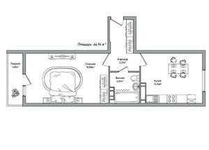 1-к квартира, вторичка, 45м2, 10/14 этаж