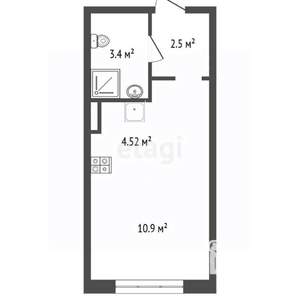 Студия квартира, вторичка, 21м2, 2/12 этаж