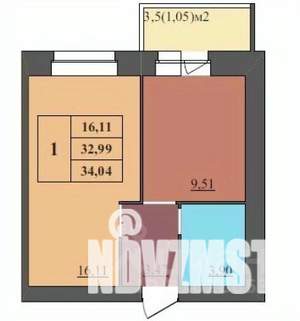 1-к квартира, вторичка, 34м2, 4/9 этаж