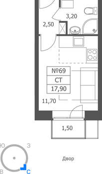 Студия квартира, вторичка, 18м2, 7/11 этаж