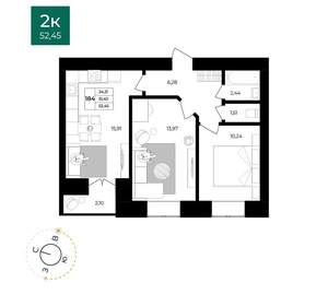 2-к квартира, вторичка, 52м2, 5/12 этаж