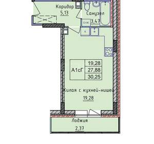 Студия квартира, вторичка, 30м2, 6/8 этаж