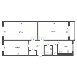 3-к квартира, вторичка, 63м2, 1/5 этаж