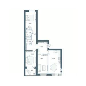 3-к квартира, строящийся дом, 92м2, 3/16 этаж