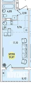 1-к квартира, вторичка, 32м2, 5/9 этаж