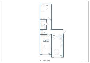 2-к квартира, строящийся дом, 55м2, 8/17 этаж