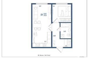 2-к квартира, сданный дом, 39м2, 1/8 этаж