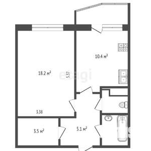 1-к квартира, вторичка, 42м2, 4/15 этаж