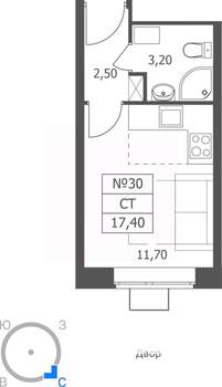 Студия квартира, вторичка, 17м2, 4/11 этаж