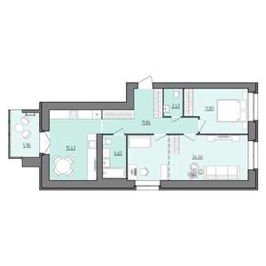 2-к квартира, строящийся дом, 74м2, 3/9 этаж