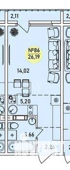 Студия квартира, вторичка, 26м2, 6/9 этаж