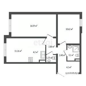 2-к квартира, вторичка, 57м2, 5/17 этаж